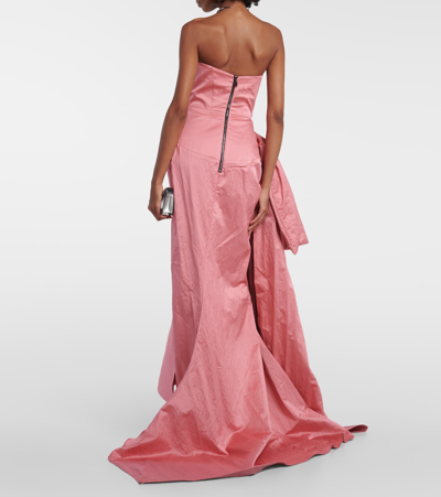 Shop Maticevski Bow-detail Cotton-blend Gown In Pink