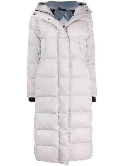 Canada Goose Grey Padded Long Down Jacket In White | ModeSens