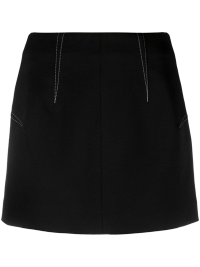 Shop Mm6 Maison Margiela Black Mini Skirt With Contrast Stitching In Nero