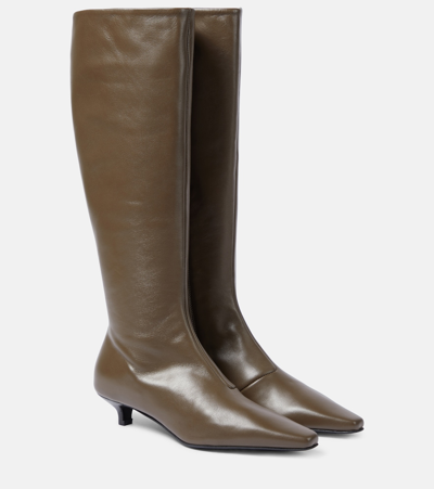 Shop Totême Leather Knee-high Boots In Brown