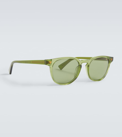 Shop Bottega Veneta Panthos Round Sunglasses In Green