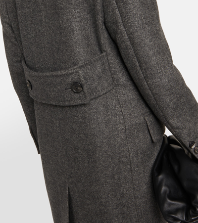 Shop Max Mara Eccesso Double-breasted Virgin Wool Coat In Grey