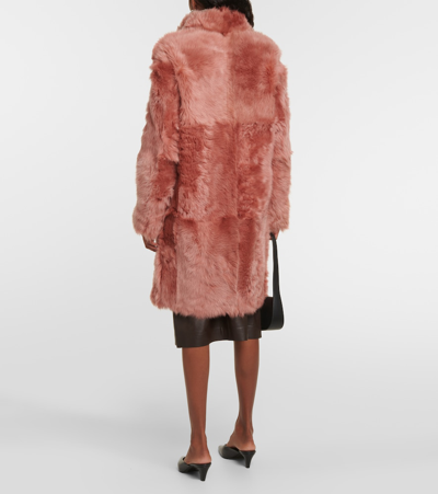 Yves Salomon Shearling Coat In Pink