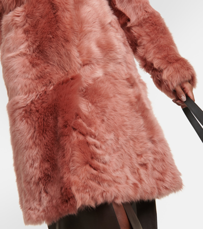 Yves Salomon Shearling Coat In Pink