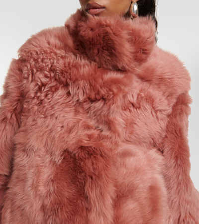 Yves Salomon Shearling Coat In Pink