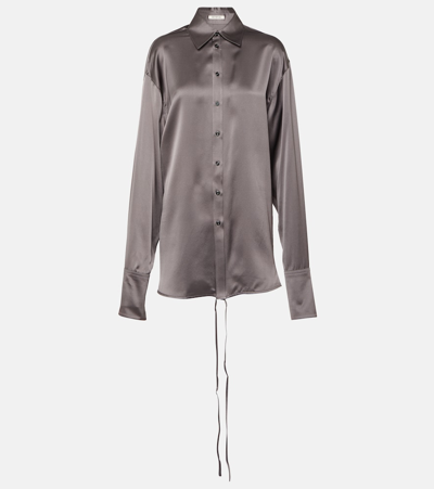 Shop Peter Do Satin Wrap Blouse In Grey