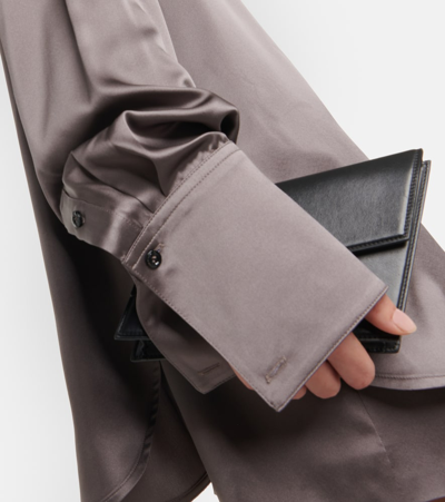 Peter Do Satin Wrap Blouse In Grey