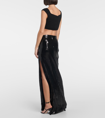 Shop Galvan Beating Heart Sequined Maxi Skirt In Black