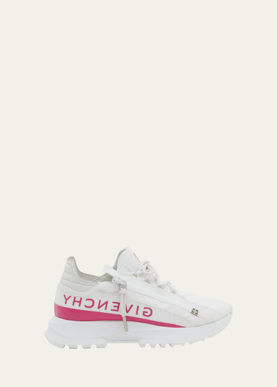 Shop Givenchy Spectre Nylon Zip Runner Sneakers In Whitefuschia