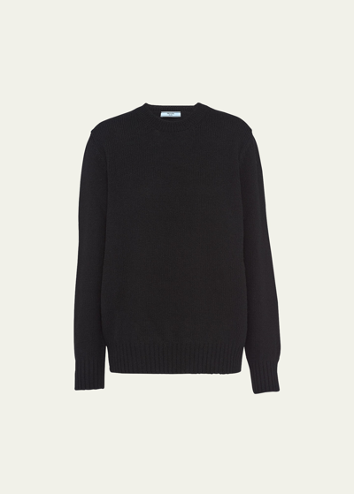 Shop Prada Cashmere Wool Crew-neck Sweater In F0002 Nero
