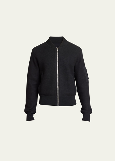 Shop Givenchy Men's Felted Wool Bomber Jacket In Black