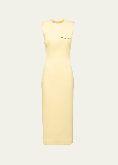 Shop Prada Sleeveless Midi Sheath Dress In F0061 Crema