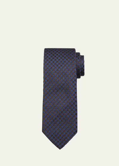 Shop Charvet Men's Check Silk Tie In 7 Brown