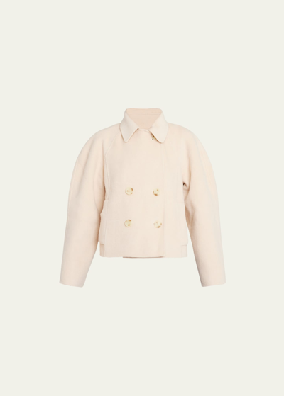 Shop Ulla Johnson Coralie Cropped Wool-blend Jacket In Bone
