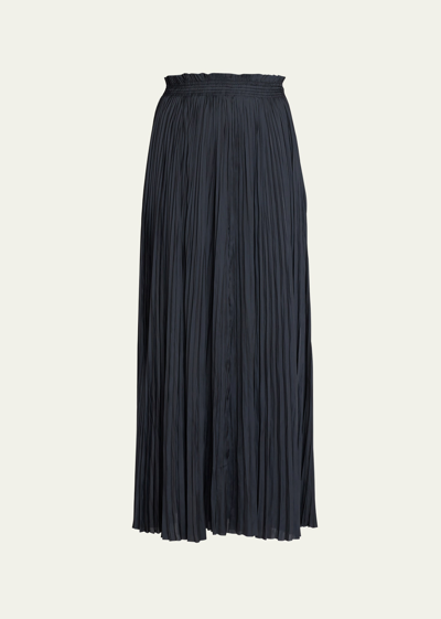 Shop Ulla Johnson Krista Pleated Pull-on Maxi Skirt In Noir