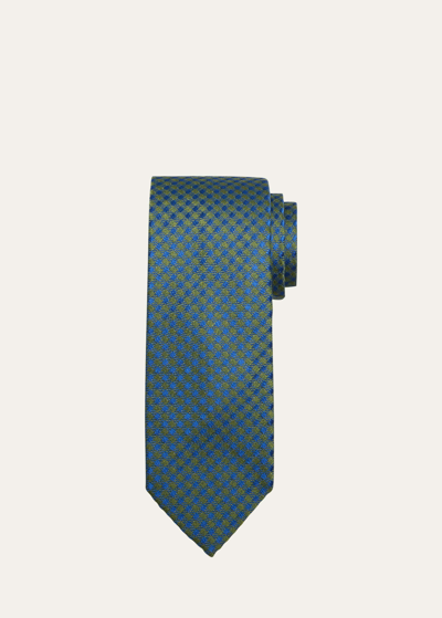 Shop Charvet Men's Check Silk Tie In 13 Green
