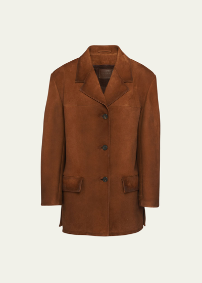 Shop Prada Suede Jacket In F0316 Rovere