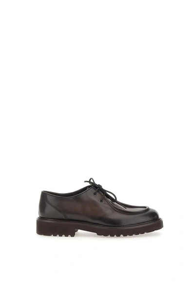 Shop Doucal's "decò" Leather Lace-up Shoes In Brown