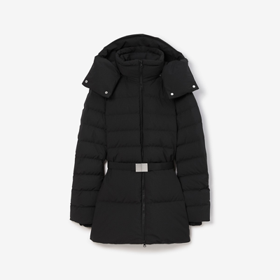 Shop Burberry Belted Puffer Jacket In Black