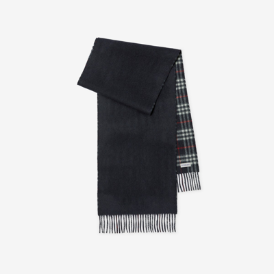 Shop Burberry Reversible Check Cashmere Scarf In Navy