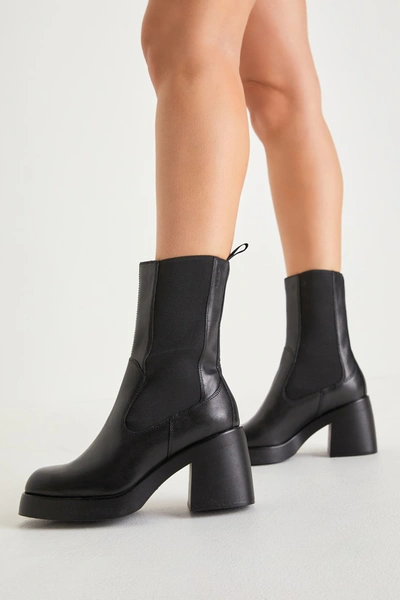 Shop Vagabond Shoemakers Brooke Black Leather Platform Mid-calf Boots