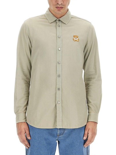 Shop Moschino Buttoned Long-sleeved Denim Shirt