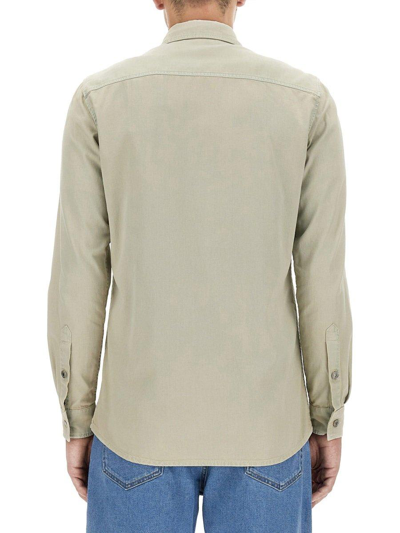 Shop Moschino Buttoned Long-sleeved Denim Shirt