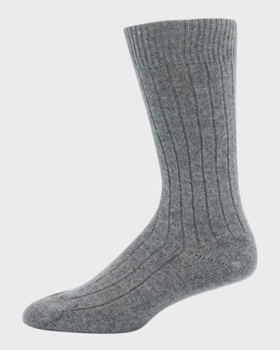 Shop Pantherella Men's Cashmere Rib Crew Socks In Flannel Grey