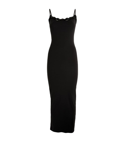 Shop Skims Fits Everybody Lace-trim Slip Dress In Black