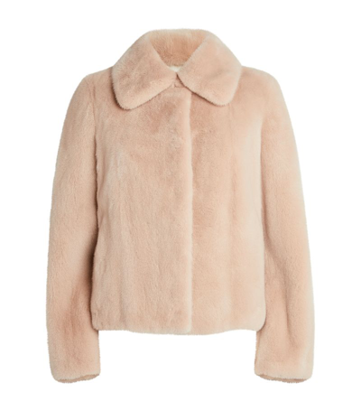 Shop Yves Salomon Mink Collared Jacket In Pink