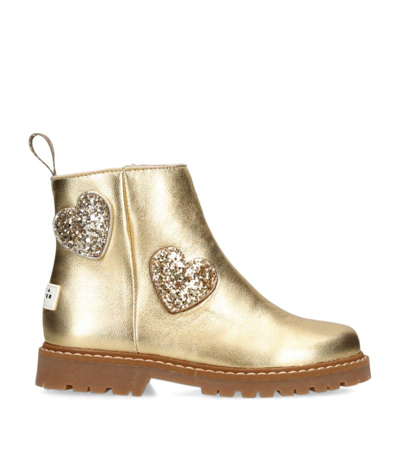 Shop Sophia Webster Mini Metallic Leather Amora Boots In Gold
