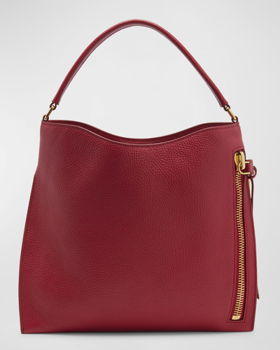 Shop Tom Ford Alix Small Calfskin Hobo Bag In 1r009 Red