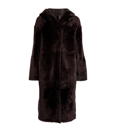 Shop Yves Salomon Shearling Hooded Coat In Beige