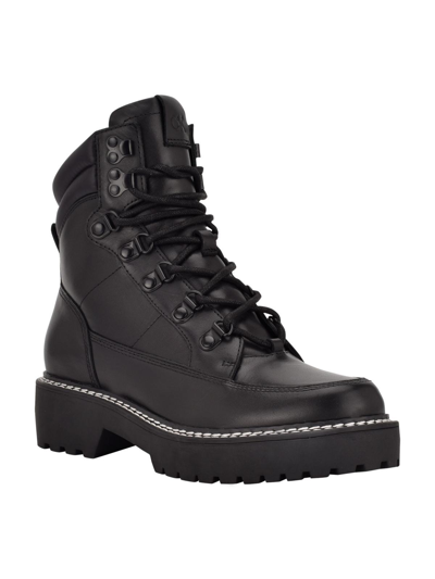 Shop Calvin Klein Shania Womens Suede Lace-up Combat & Lace-up Boots In Black
