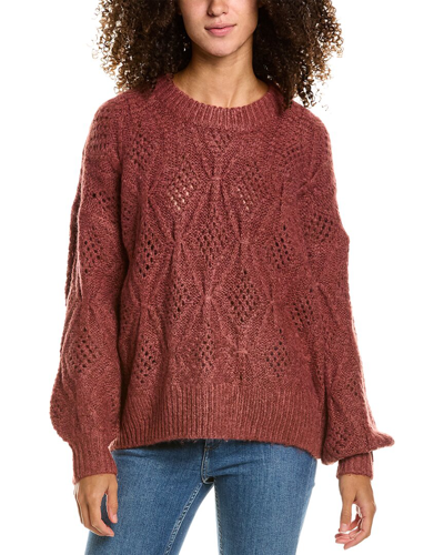 Shop Madewell Cayden Pointelle Balloon Sleeve Wool-blend Pullover In Brown