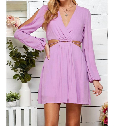 Shop Sweet Lemon Cutout Open Sleeve V-neck Dress In Lavender In Purple