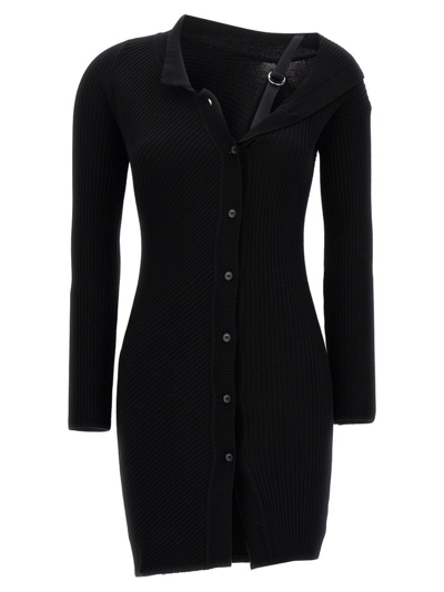 Shop Jacquemus La Robe Maille Colin Asymmetrical Dress In Black