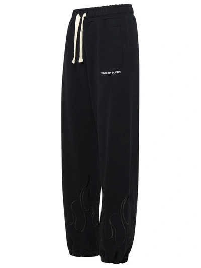 Shop Vision Of Super Pantalone Jogger Fiamme Nere In Black