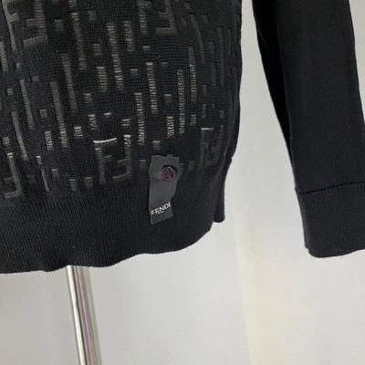 Pre-owned Fendi Black Logo Wool Sweater