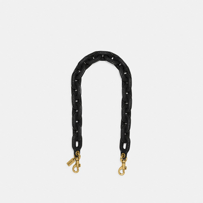 Shop Coach Leather Covered Short Chain Strap In Brass/black