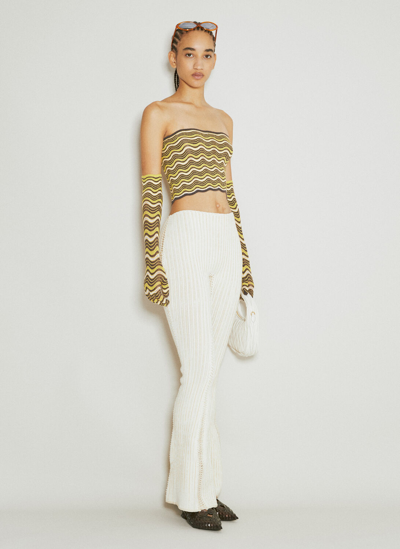 Shop Isa Boulder Tent Flared Knit Pants In White