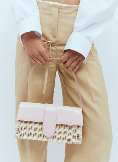 Shop Jacquemus Le Bambino Long Osier Shoulder Bag In Pink