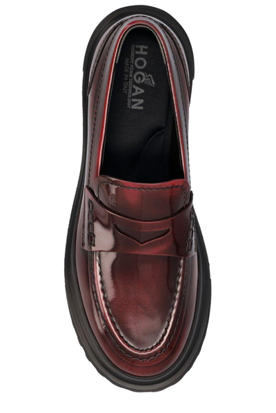 Shop Hogan H619 Slip-on Loafers In Amaranto
