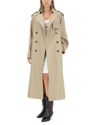 Shop Isabel Marant Double-breasted Belted Coat In Straw