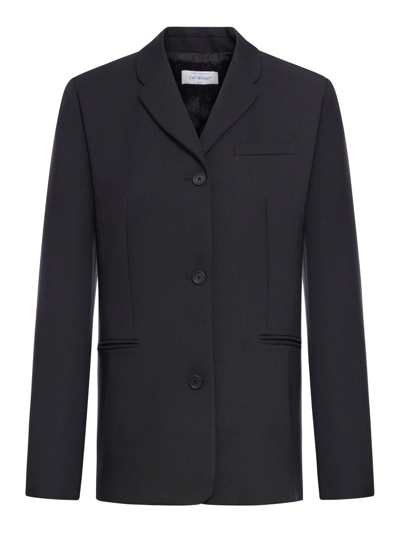Shop Off-white Tailored Single-breasted Blazer In Black Whit