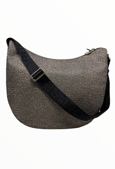 Shop Borbonese Zipped Medium Shoulder Bag In Natural