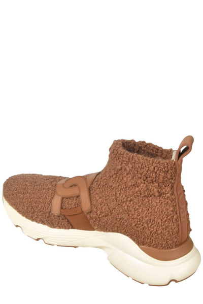 Shop Tod's Shearling Logo-plaque Slip-on Trainers In S410