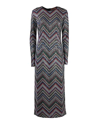 Missoni Zig Zag Sequined Midi Dress In Fantasia