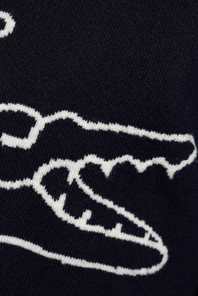 Shop Comme Des Garçons X Lacoste Logo Intarsia Knitted Jumper In Navy