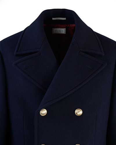 Shop Brunello Cucinelli One-and-a-half-breasted Coat In Blu